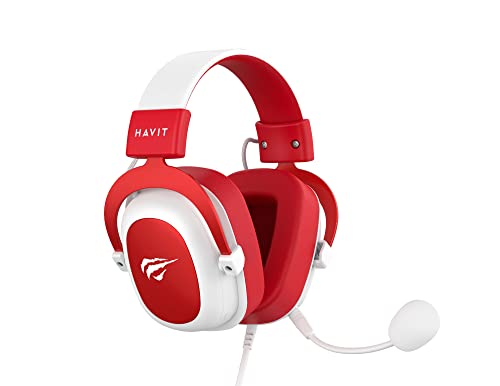 Headphone Fone de Ouvido Havit HV-H2002d Red, Gamer, com Microfone, Falante 53mm, Plug 3, 5mm: compatível com XBOX ONE e PS4, HAVIT, HV-H2002d Cor Vermelho e Branco