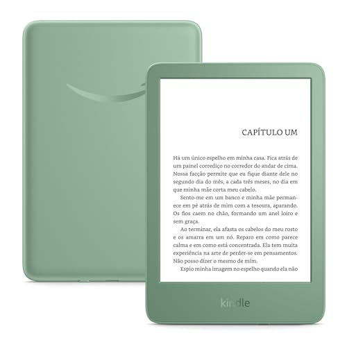 Novo Kindle (16 GB - modelo 2024) - Leve e compacto, com tela antirreflexo, trocas de página mais rápidas, luz frontal ajustável e bateria de longa duração - Cor Verde