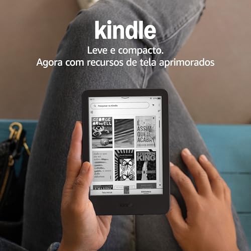 Novo Kindle (16 GB - modelo 2024) - Leve e compacto, com tela antirreflexo, trocas de página mais rápidas, luz frontal ajustável e bateria de longa duração - Cor Preta