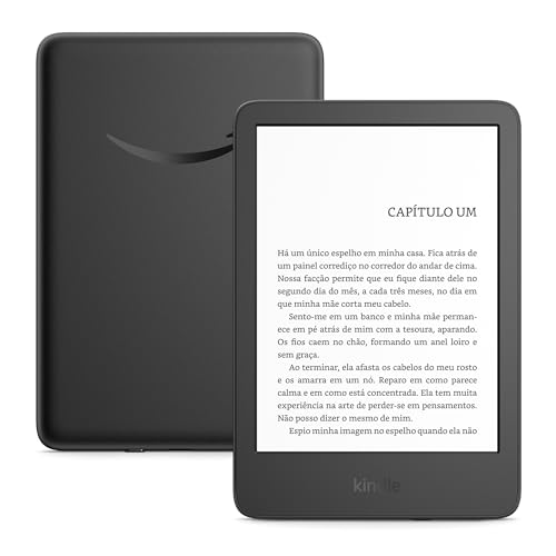 Novo Kindle (16 GB - modelo 2024) - Leve e compacto, com tela antirreflexo, trocas de página mais rápidas, luz frontal ajustável e bateria de longa duração - Cor Preta