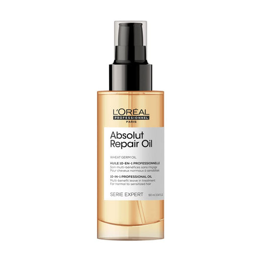 L'Oréal Professionnel Óleo 10 em 1 Absolut Repair, Multi-benefícios para cabelos secos e danificados, Repara e Promove Brilho, Com Gold Quinoa e Proteínas, 90ml