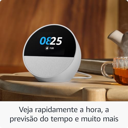 Novo Echo Spot com Alexa (2024) | Despertador inteligente com som vibrante | Cor Preta