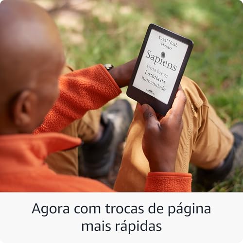 Novo Kindle (16 GB - modelo 2024) - Leve e compacto, com tela antirreflexo, trocas de página mais rápidas, luz frontal ajustável e bateria de longa duração - Cor Verde