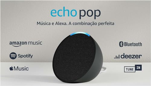 Echo Pop | Smart speaker compacto com som envolvente e Alexa | Cor Preta