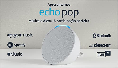 Echo Pop | Smart speaker compacto com som envolvente e Alexa | Cor Branca