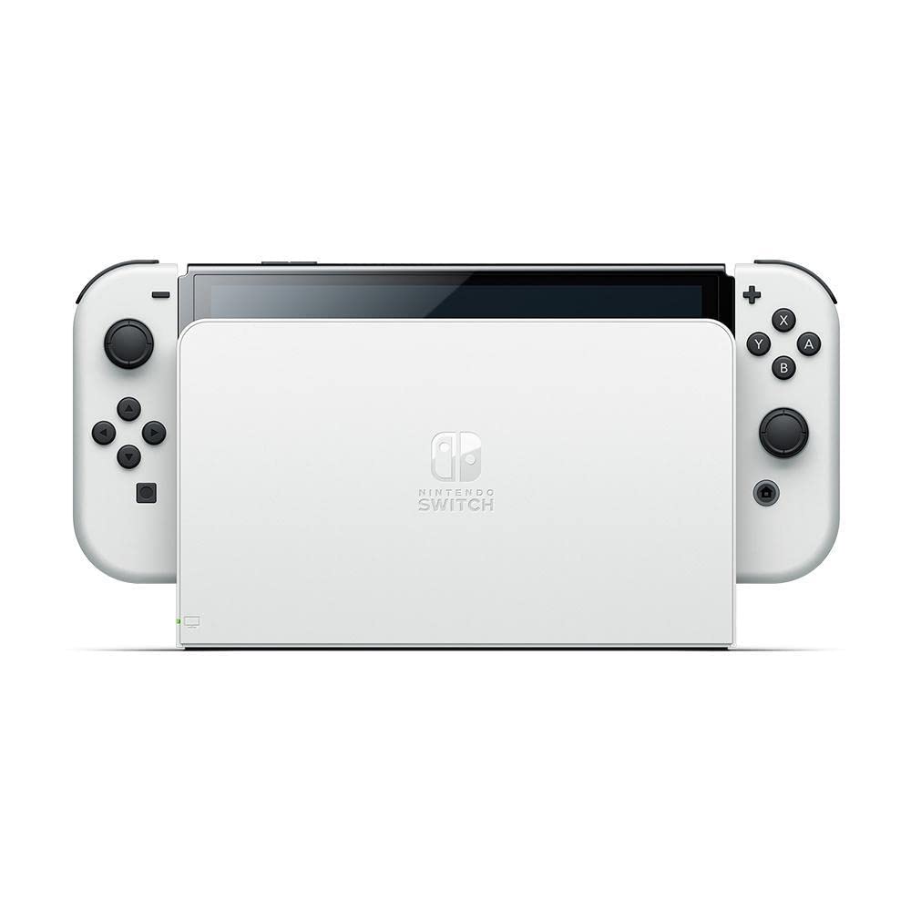 Nintendo, Console, Nintendo Switch OLED, Nacional, Portátil e Doméstico, Tela de 7 Polegadas, Bateria de até 9 Horas, 64GB de Armazenamento, Porta LAN Integrada, Áudio Aprimorado, Inclui Joy-Con com Suporte e Alças, Branco