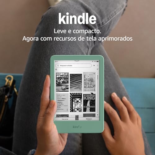 Novo Kindle (16 GB - modelo 2024) - Leve e compacto, com tela antirreflexo, trocas de página mais rápidas, luz frontal ajustável e bateria de longa duração - Cor Verde