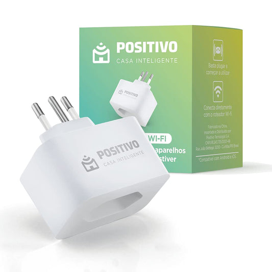 Smart Plug Wi-Fi 10A/1000W, Positivo Casa Inteligente, Ligue ou Desligue seus Eletrodomésticos Através do Celular, Compatível com Alexa