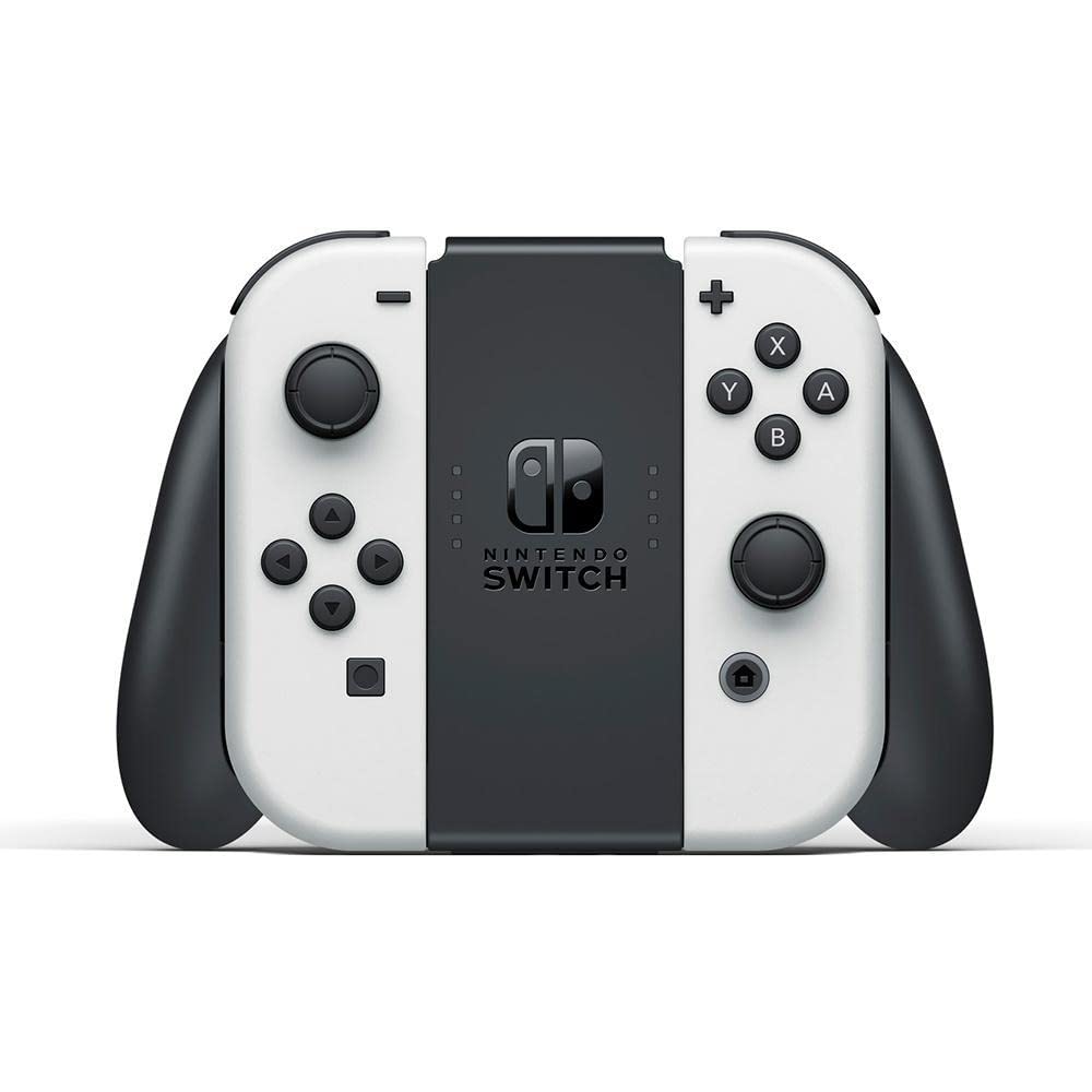 Nintendo, Console, Nintendo Switch OLED, Nacional, Portátil e Doméstico, Tela de 7 Polegadas, Bateria de até 9 Horas, 64GB de Armazenamento, Porta LAN Integrada, Áudio Aprimorado, Inclui Joy-Con com Suporte e Alças, Branco