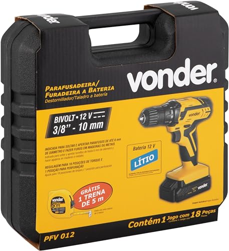 Vonder Parafusadeira/Furadeira Com Bateria Carregador Bivolt Automático Pfv 012 12 V