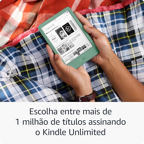 Novo Kindle (16 GB - modelo 2024) - Leve e compacto, com tela antirreflexo, trocas de página mais rápidas, luz frontal ajustável e bateria de longa duração - Cor Verde