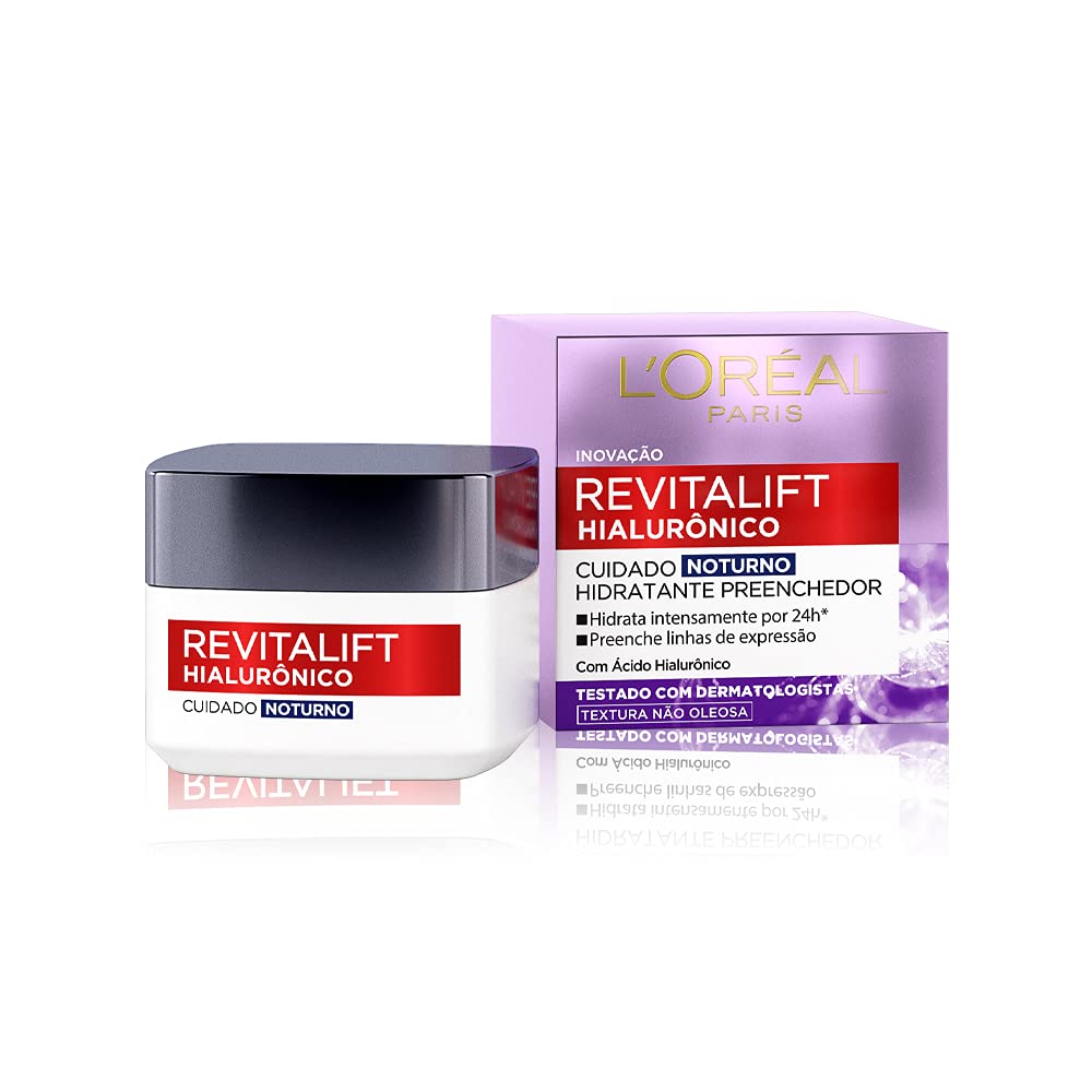 Creme Facial Anti-idade L'Oréal Paris Revitalift Hialurônico Noturno, 49g