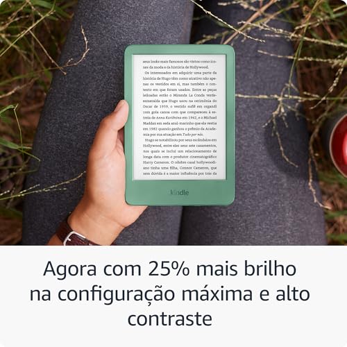 Novo Kindle (16 GB - modelo 2024) - Leve e compacto, com tela antirreflexo, trocas de página mais rápidas, luz frontal ajustável e bateria de longa duração - Cor Verde