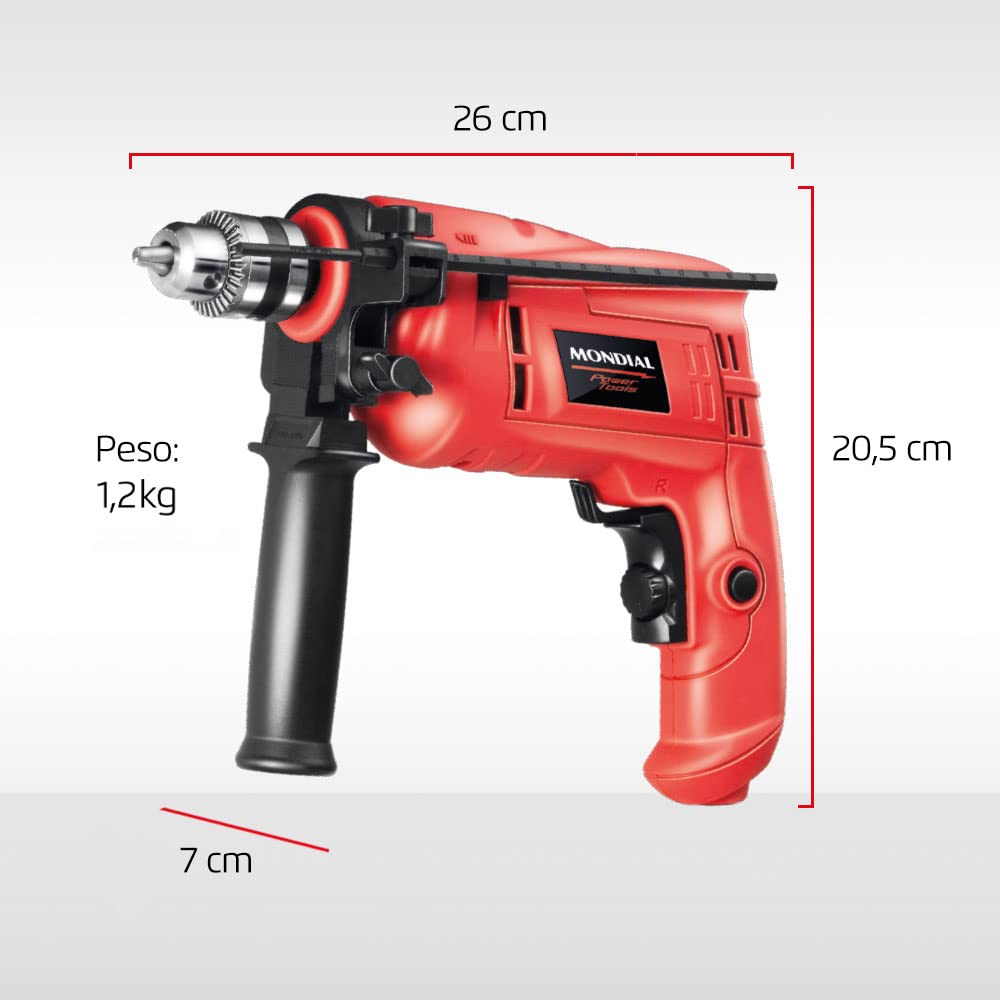 Furadeira de Impacto com Maleta, Mondial, Vermelho, 650W, 110V - NFFI-07M