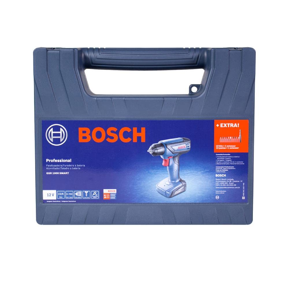 Furadeira Parafusadeira Bosch GSR 1000 Smart, Com Acessórios, 12 Volts