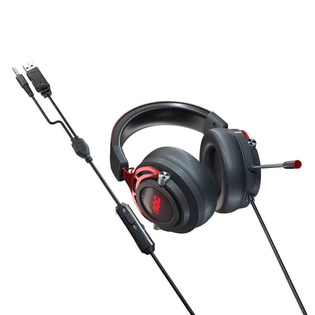 Headset Gamer, Headphone, fone de ouvido com microfone AOC GH210 Driver 50 mm, Multiplataforma, LED.