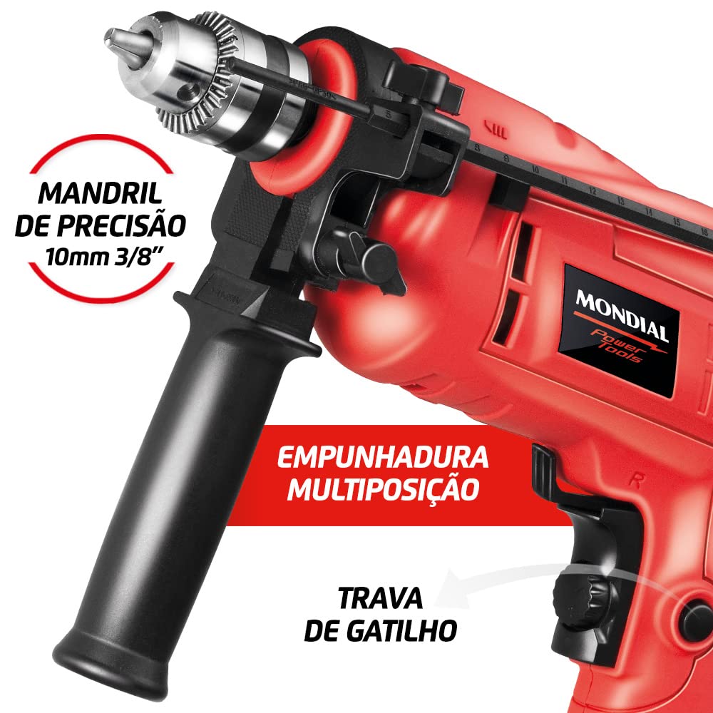 Furadeira de Impacto com Maleta, Mondial, Vermelho, 650W, 110V - NFFI-07M