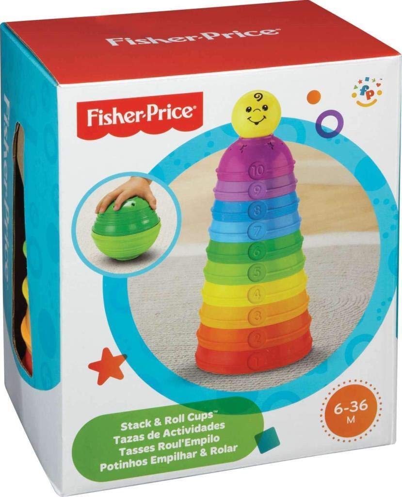 Potinhos Empilhar e Rolar Fisher Price, Mattel, Amarelo