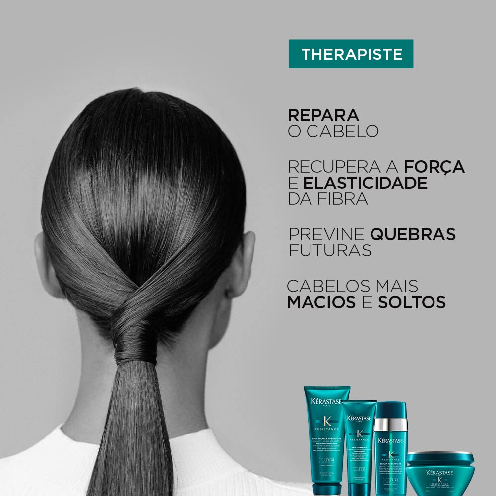 Kérastase Máscara Resistance Masque Therapiste, Cabelos danificados ou quebradiços, Reconstrução, Fibra-Kap®, Sève de Réssurrection, 200 g