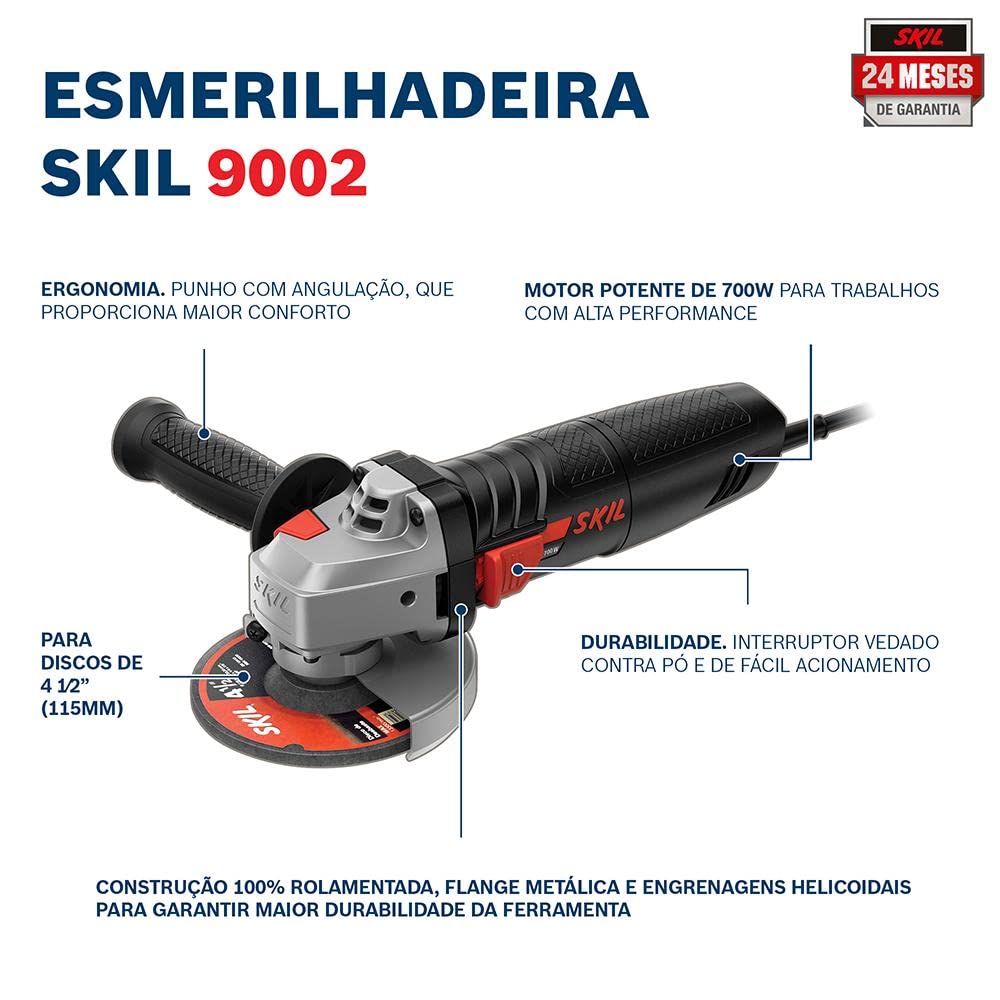 Esmerilhadeira Angular de 4 1/2" Skil 9002 700W 220V