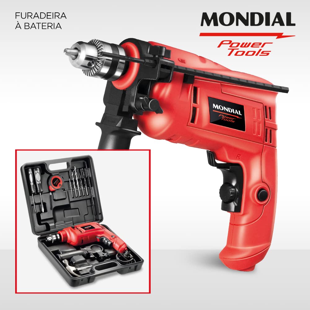 Furadeira de Impacto com Maleta, Mondial, Vermelho, 650W, 110V - NFFI-07M