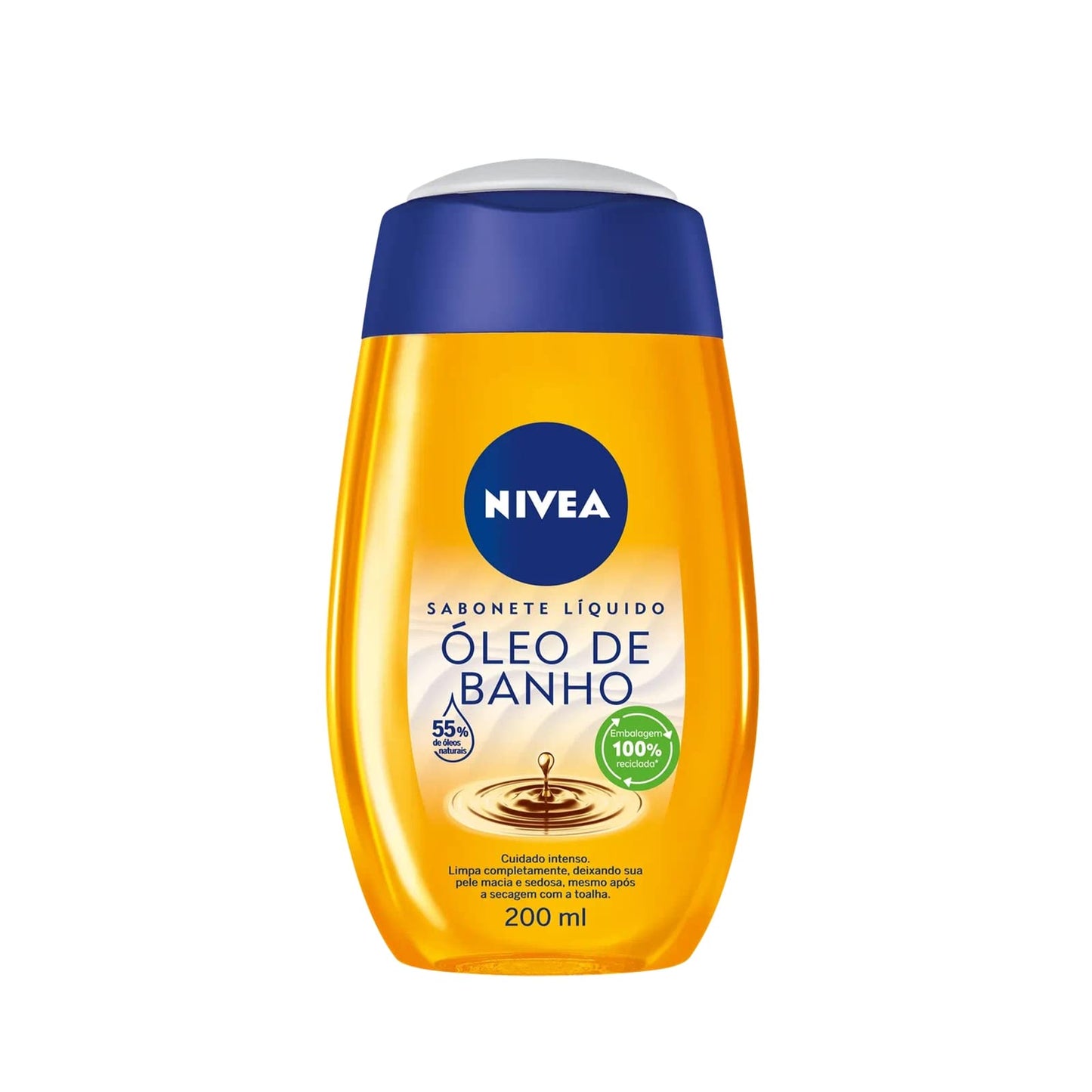 NIVEA Sabonete Líquido Óleo de Banho 200ml - Com 55% de óleos naturais, produz espuma cremosa e proporciona hidratação intensa, maciez e cuidado único com a pele