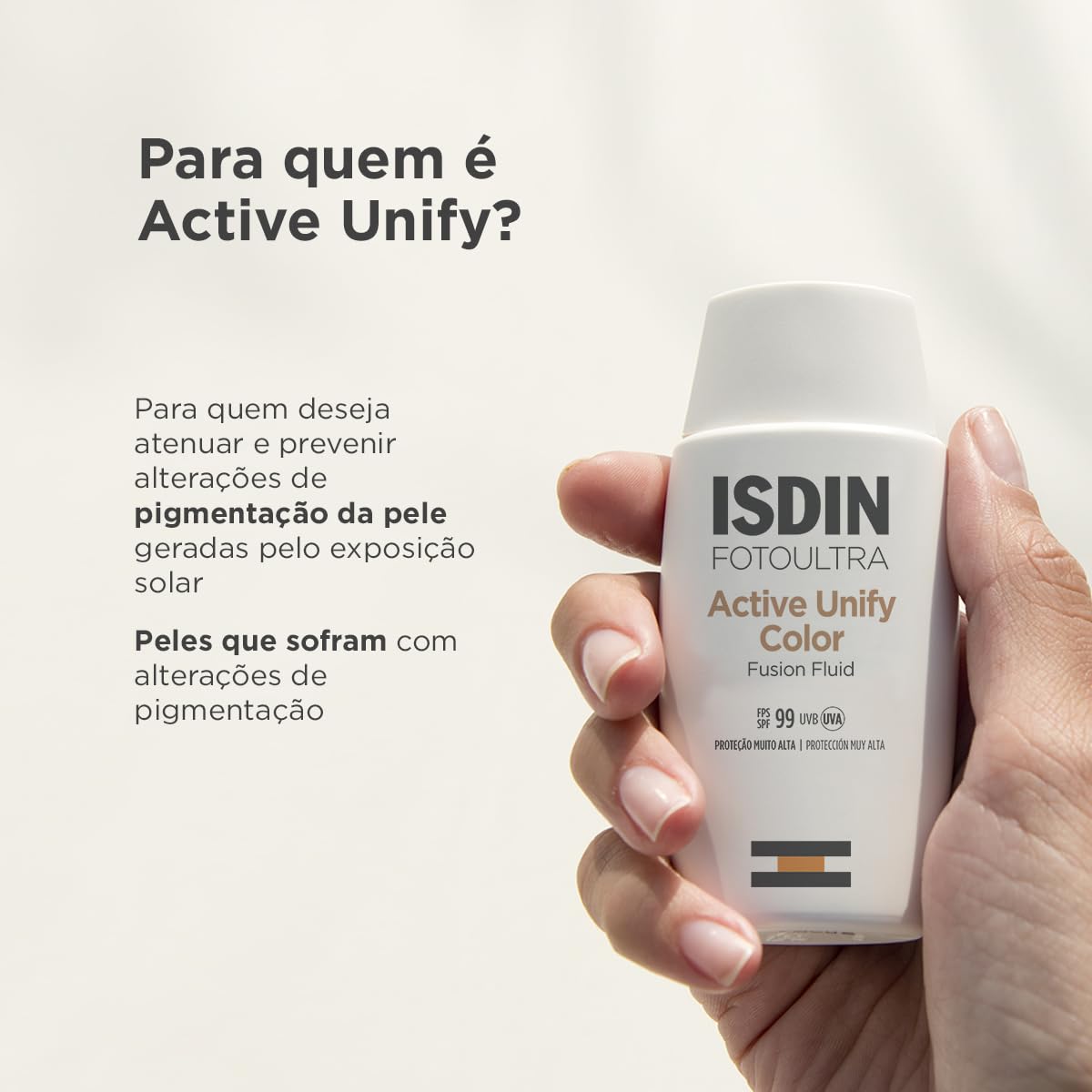 ISDIN Protetor Solar E Clareador Facial Active Unify Com Cor Fps 99 - 50Ml