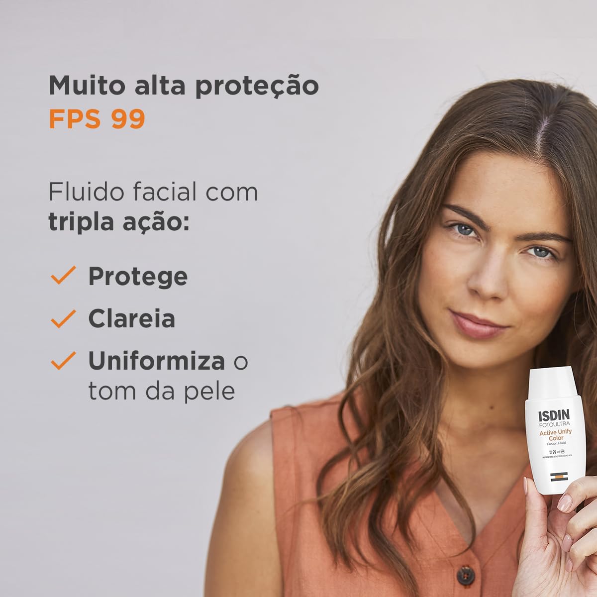 ISDIN Protetor Solar E Clareador Facial Active Unify Com Cor Fps 99 - 50Ml