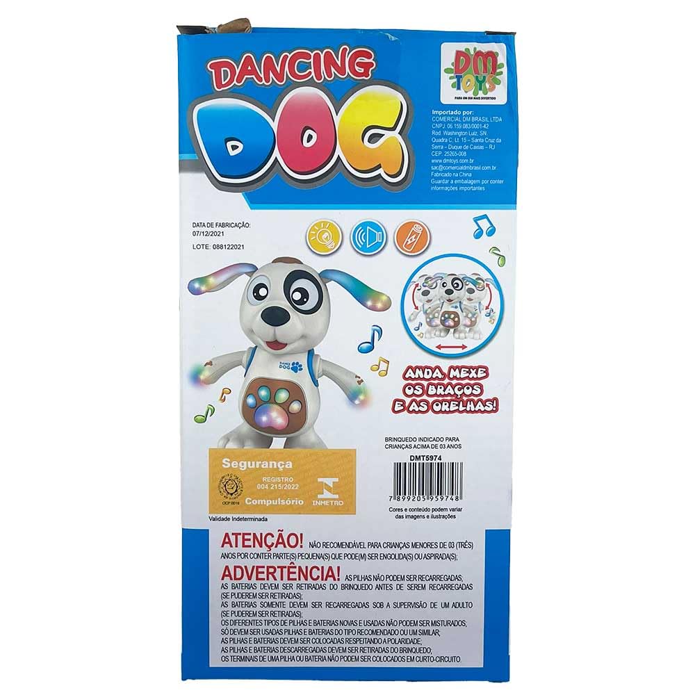 DM Toys Brinquedo Interativo Musical Mexe Danca Luz e Som Dancing Cachorro