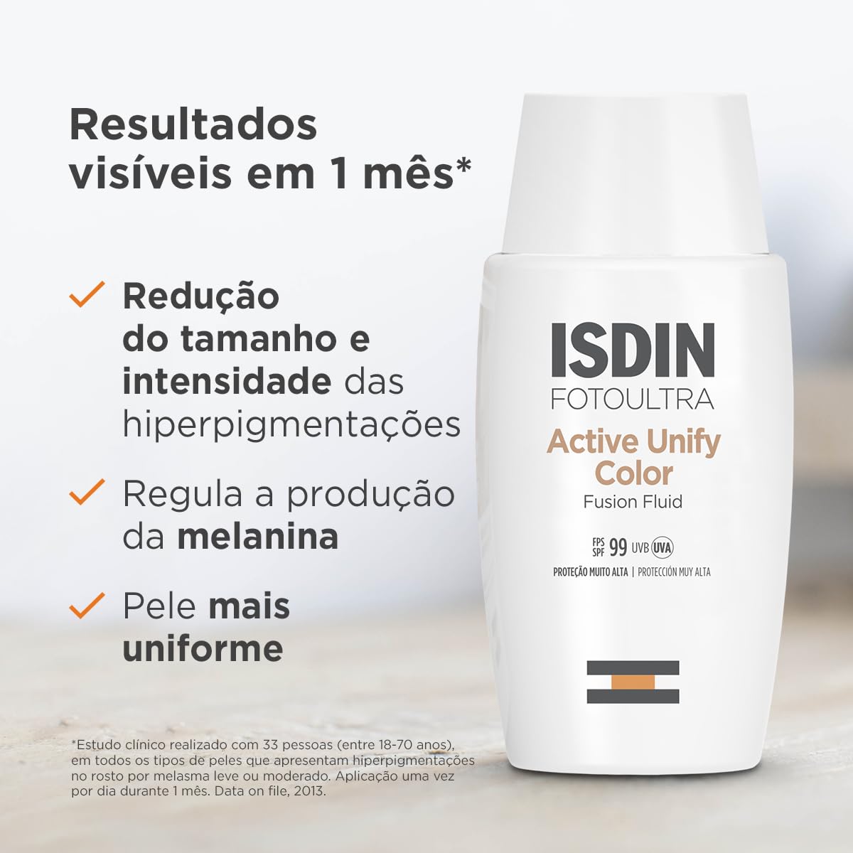 ISDIN Protetor Solar E Clareador Facial Active Unify Com Cor Fps 99 - 50Ml