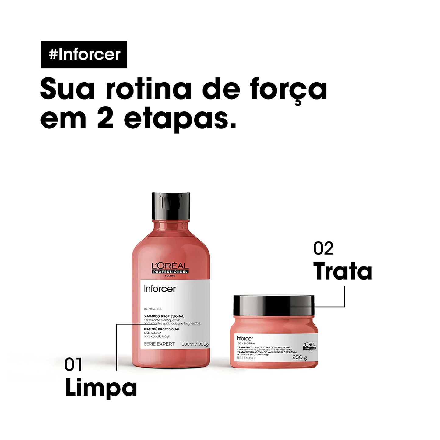 L'Oréal Professionnel Shampoo Antiquebra Inforcer, Protege, Previne Quebras e Adiciona Suavidade, Para cabelos fracos, frágeis e danificados, Com Biotina, 300ml