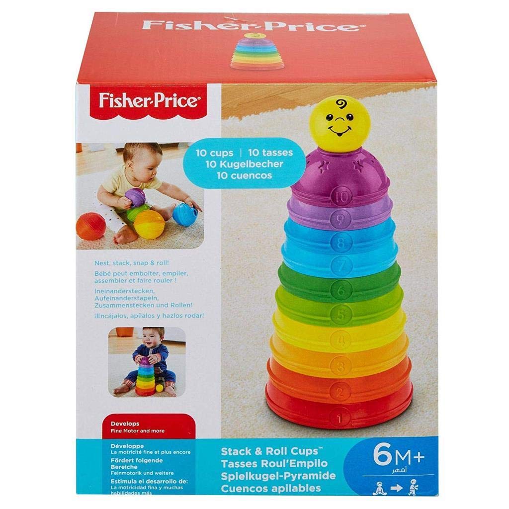 Potinhos Empilhar e Rolar Fisher Price, Mattel, Amarelo