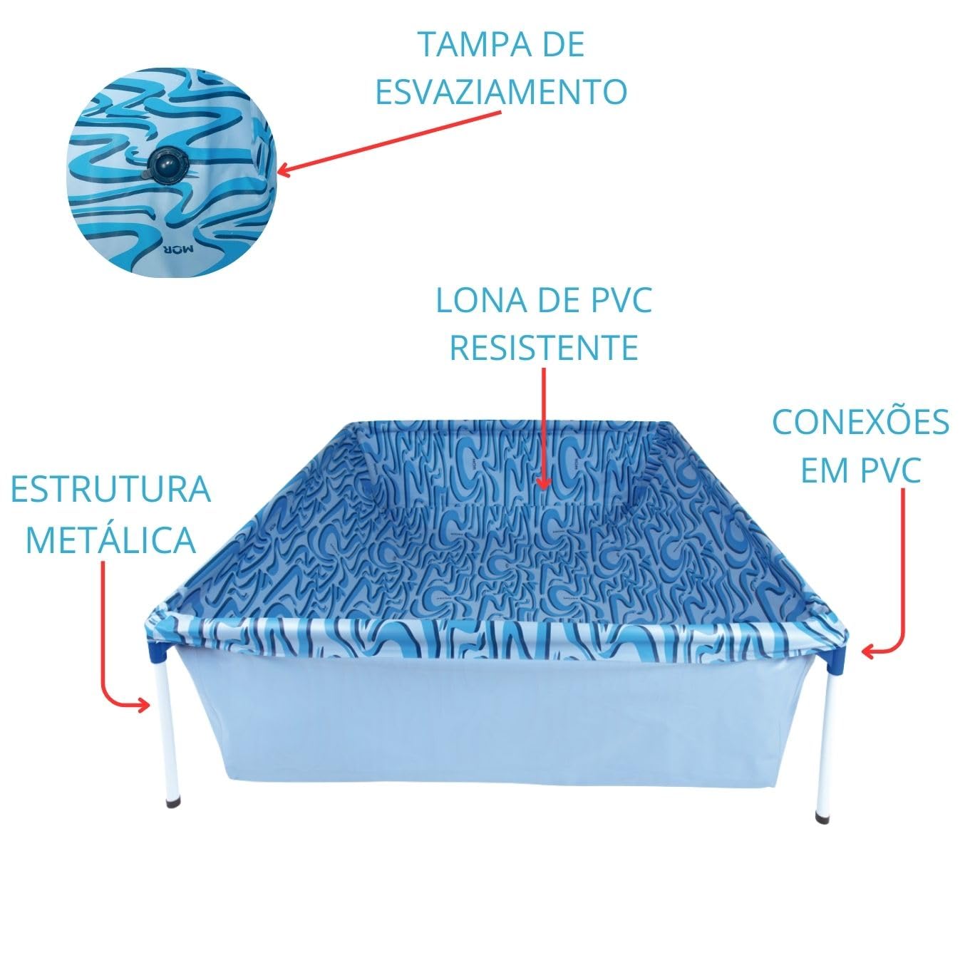 Mor - Piscina 1000 L Retangular Multicor