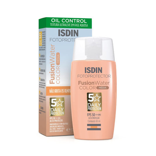 ISDIN Protetor Solar Facial Fusion Water 5 Stars Color Fps 50 50Ml – Cor Média