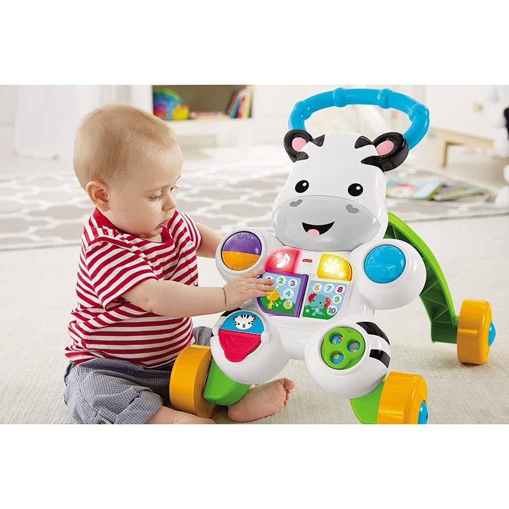 FISHER-PRICE, Andador e Apoiador para bebês, Formato Zebra, Com Sons Educativo, a partir de 6 meses