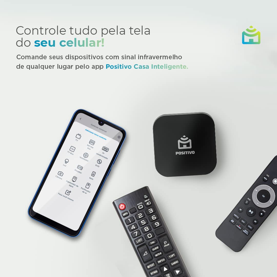 Smart Controle Universal Wi-Fi Positivo Casa Inteligente, All-in-One, Controle Pelo Celular ou Comando de Voz, Infravermelho, Rede 2.4 GHz, Bivolt – Compatível com Alexa