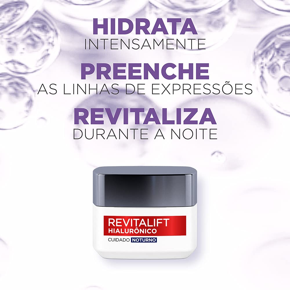 Creme Facial Anti-idade L'Oréal Paris Revitalift Hialurônico Noturno, 49g