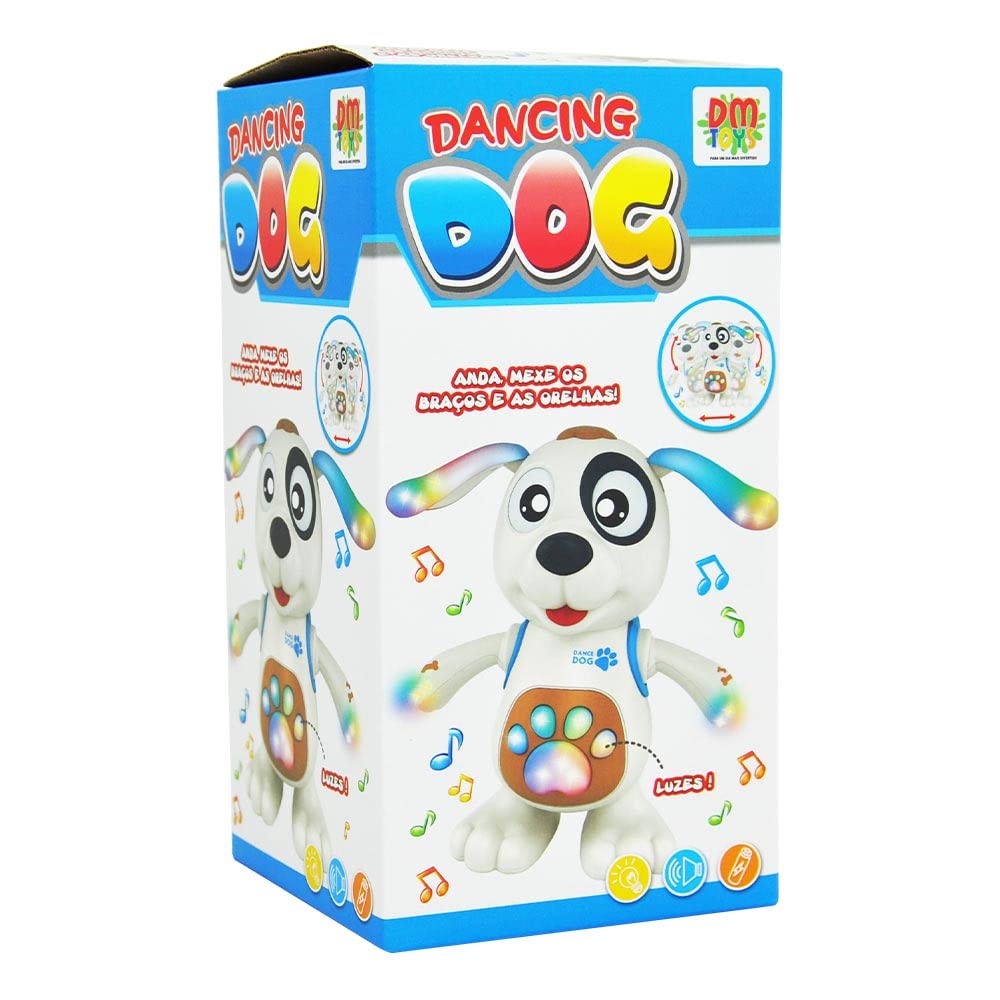 DM Toys Brinquedo Interativo Musical Mexe Danca Luz e Som Dancing Cachorro