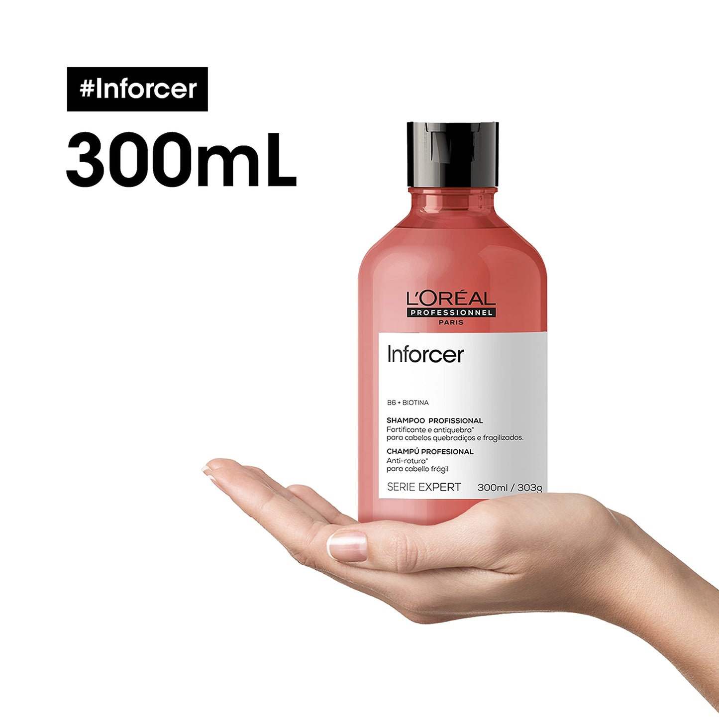 L'Oréal Professionnel Shampoo Antiquebra Inforcer, Protege, Previne Quebras e Adiciona Suavidade, Para cabelos fracos, frágeis e danificados, Com Biotina, 300ml