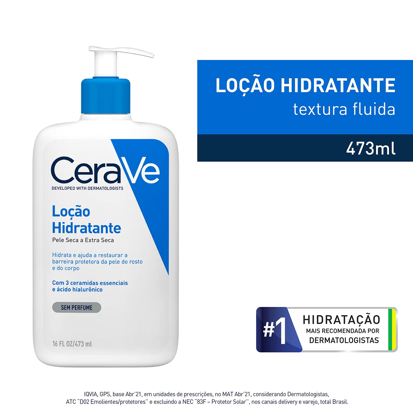 CeraVe, Loção Hidratante Corporal, com textura Fluida e Ácido Hialurônico, 473ml