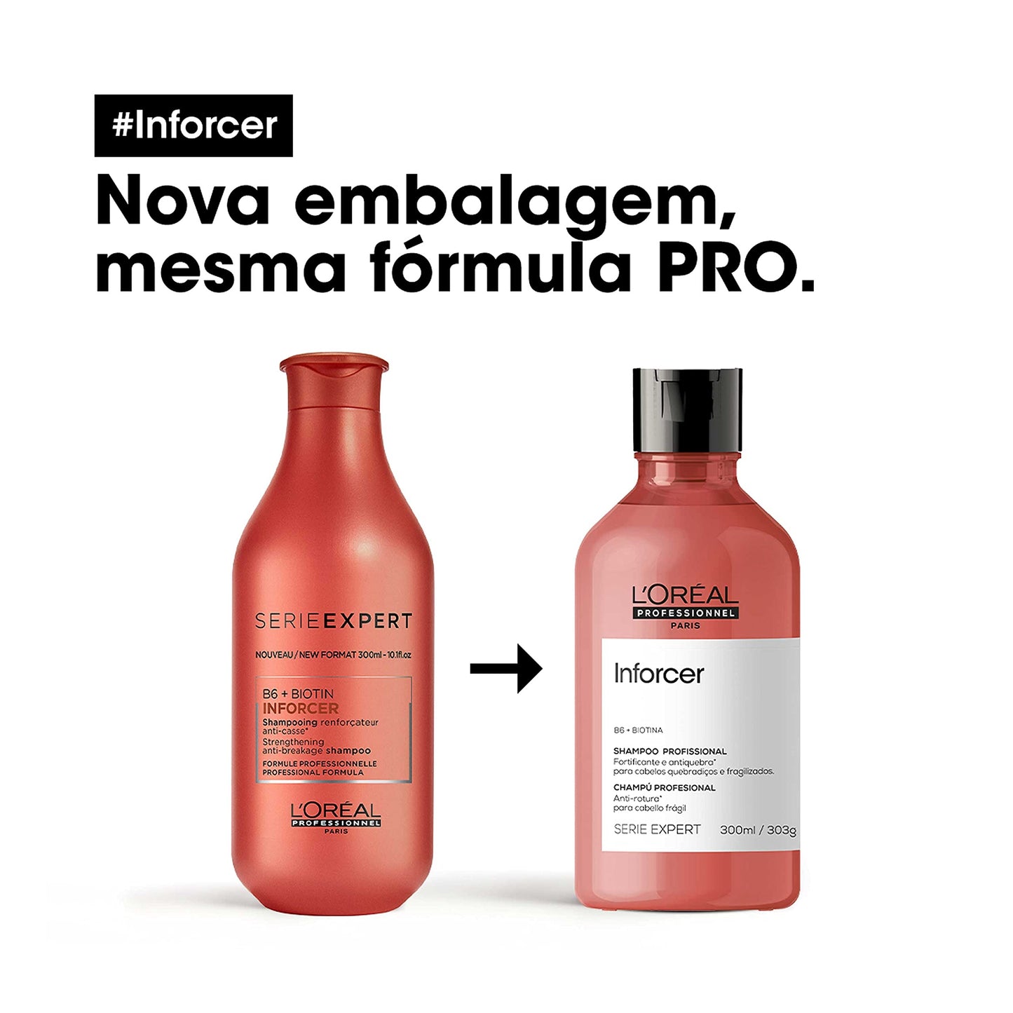 L'Oréal Professionnel Shampoo Antiquebra Inforcer, Protege, Previne Quebras e Adiciona Suavidade, Para cabelos fracos, frágeis e danificados, Com Biotina, 300ml