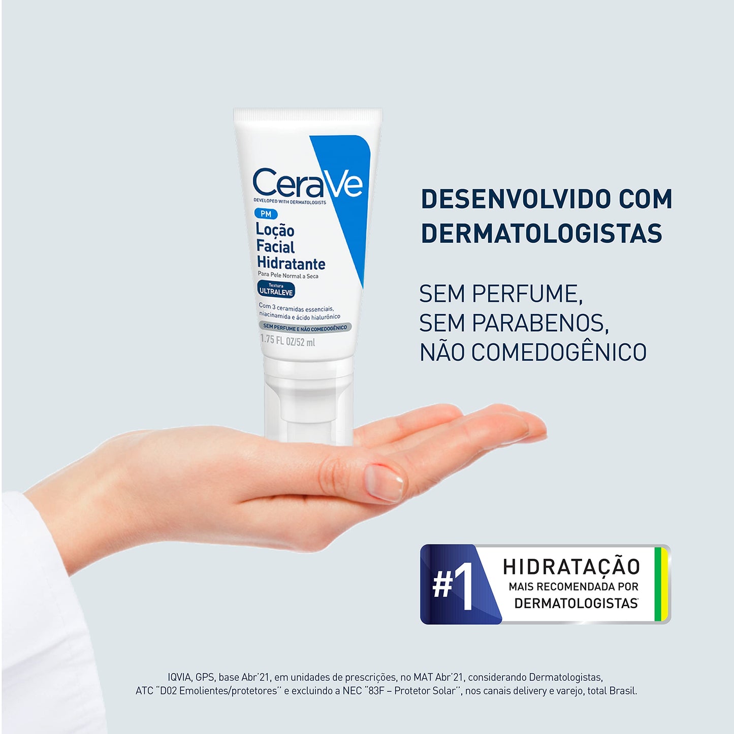 CeraVe, Loção Hidratante para o rosto, com Ácido Hialurônico, Niacinamida, Textura ultra fluida, 52ml