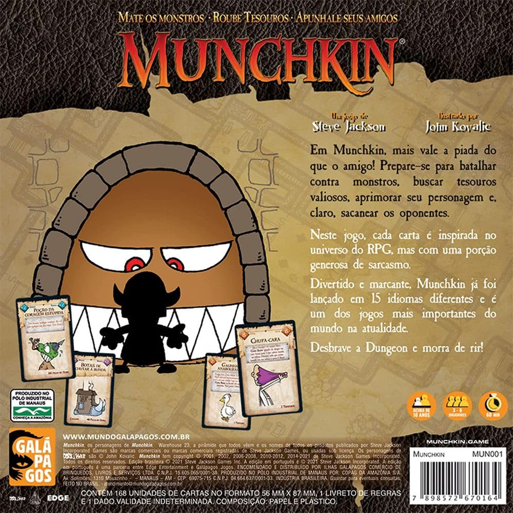 Galápagos, Munchkin, Jogo de Cartas para Amigos, 2 a 5 jogadores, 60-90 minutos por partida