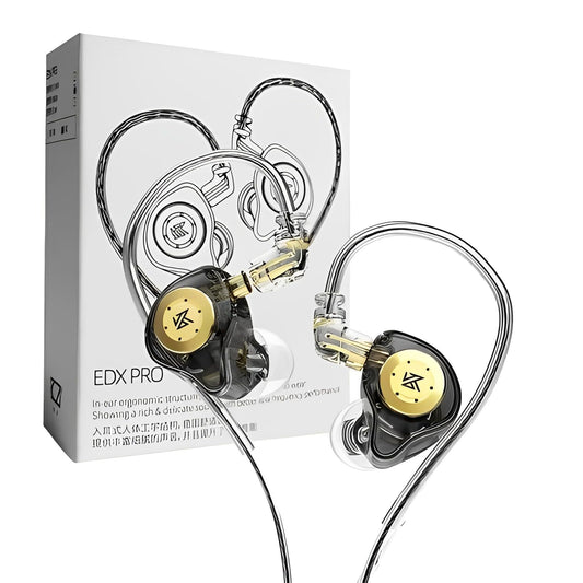 Fone De Ouvido Profissional KZ EDX Pro Intra-auricular, Driver Dinâmico Magnético Composto de 10mm, Cabo Substituível, Original - Perfeito para Cantores e Músicos - AlverSun (PRETO)