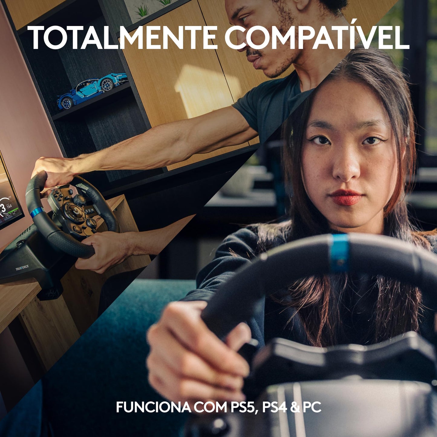 Volante Logitech G29 Driving Force e Pedais com Force Feedback para PS5, PS4, PS3 e PC